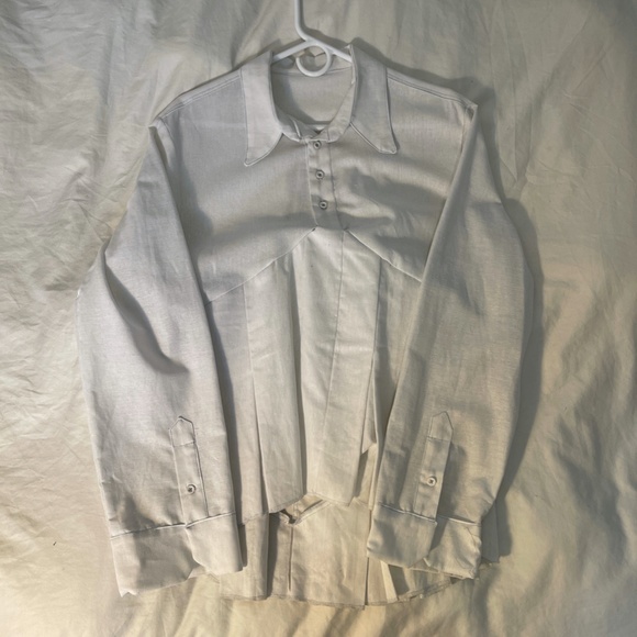 White Pleated Handmade Pullover Top - Picture 3 of 4